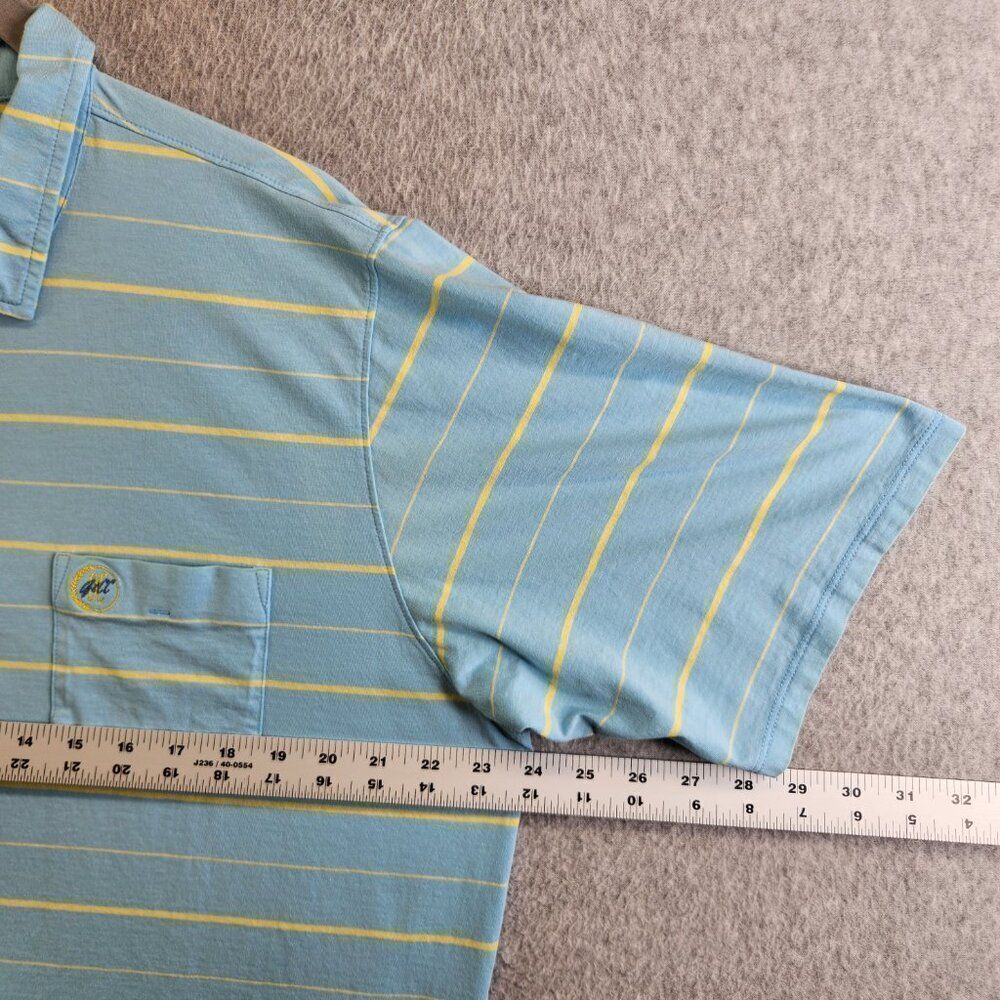 B Draddy Shirt Mens XL Blue Striped Golf Polo Pima Cotton Chest Pocket Comfy - Picture 11 of 15